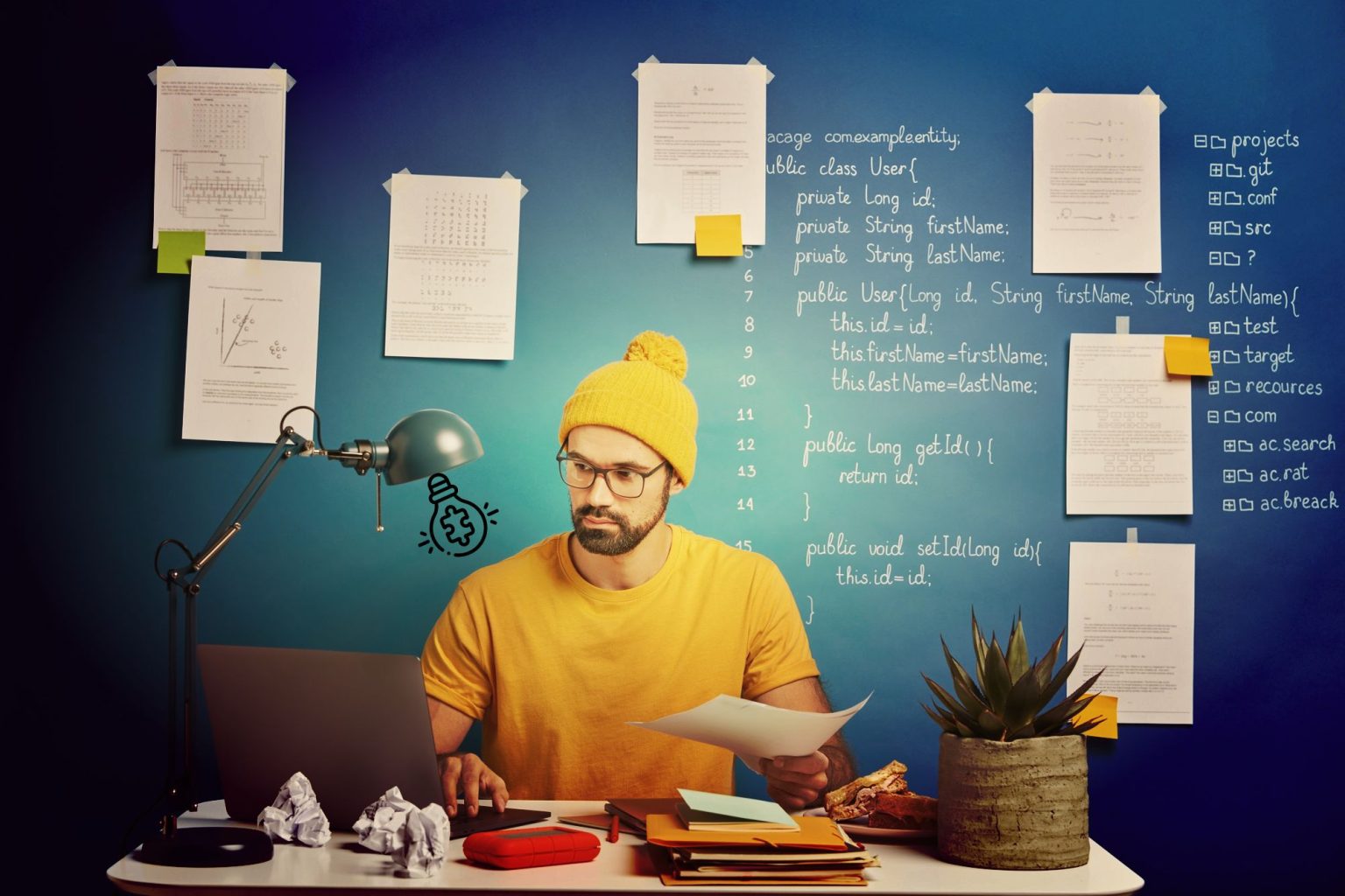 freelance : illustration représentant un freelance et un auto entrepreneur en pleine activité professionnelle