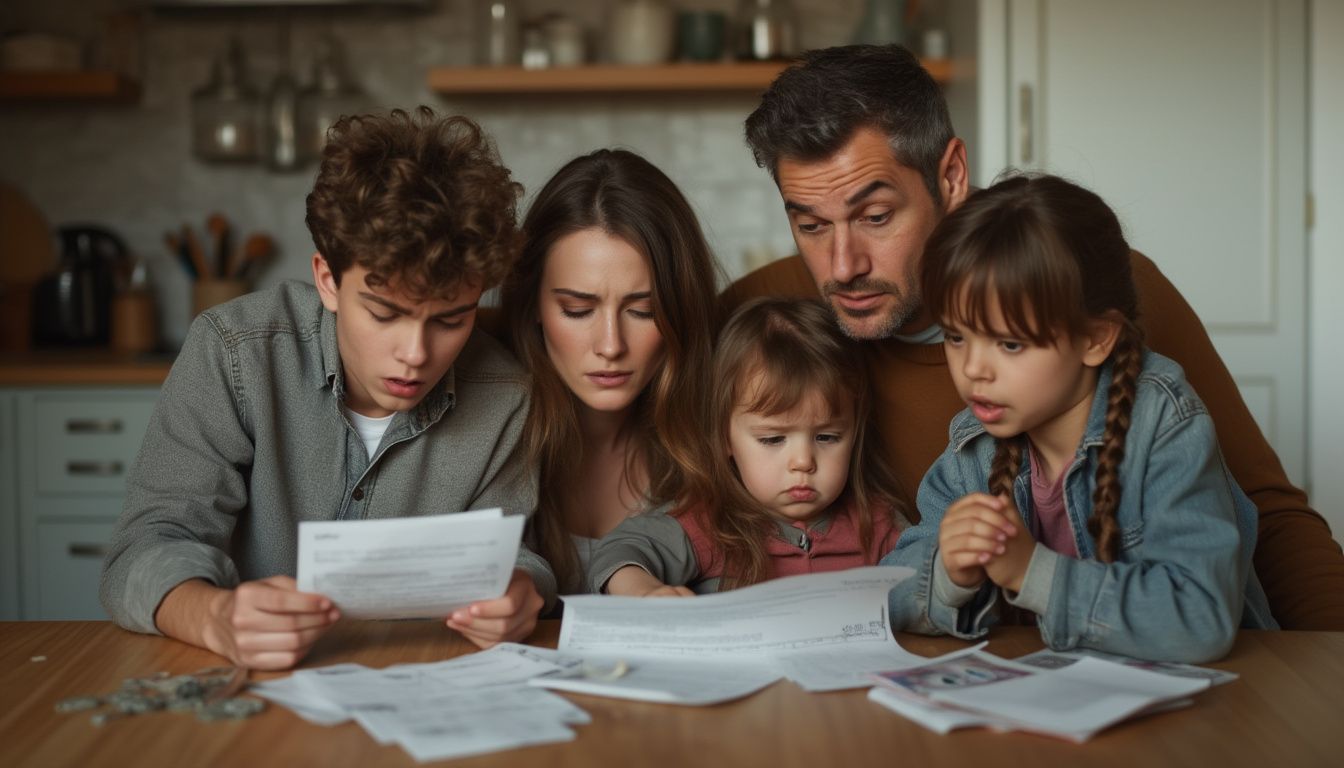 allocations familiales : famille française préoccupée par le gel des aides financières