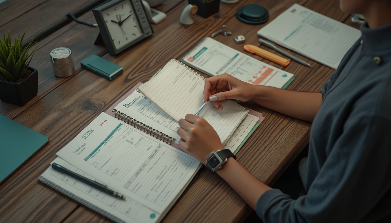 gestion du temps : illustration d'une personne organisée planifiant sa journée de travail