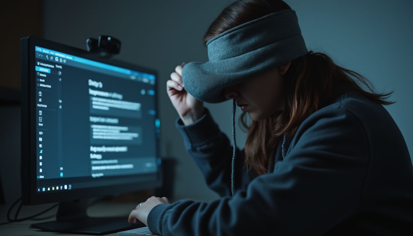 sécuriser sa webcam : personne couvrant l'objectif de sa webcam avec un cache