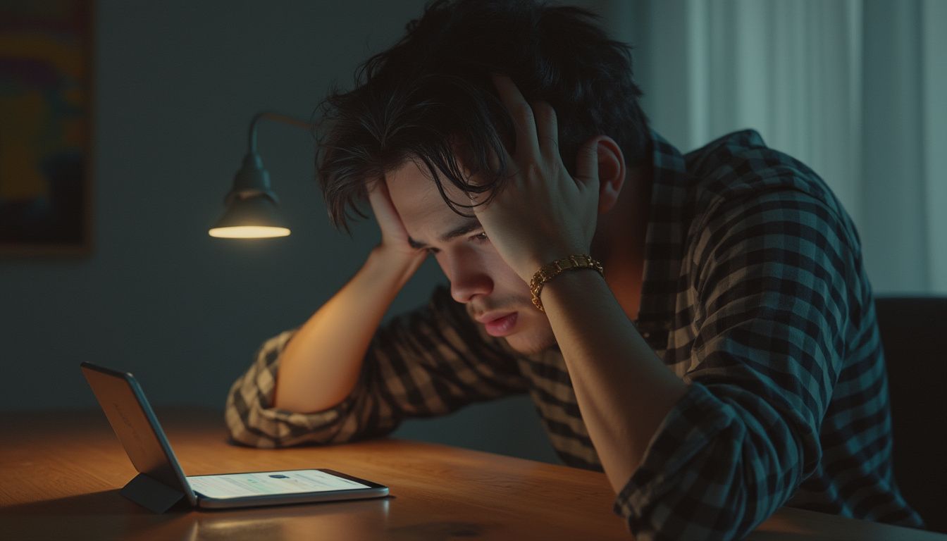 TikTok 0 vue : jeune créateur regardant son téléphone avec frustration