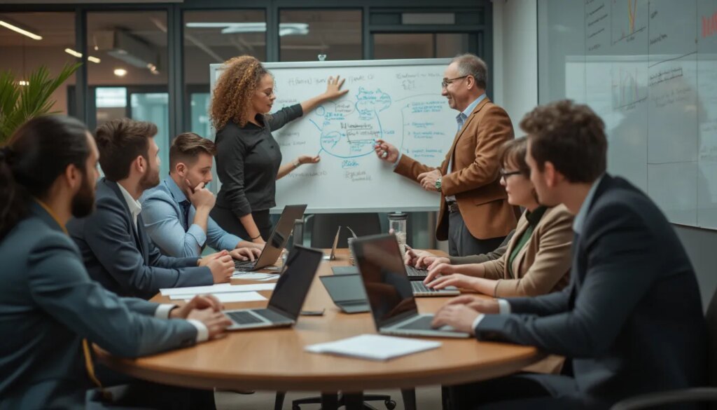 agences SMMA : équipe professionnelle discutant stratégie marketing sur réseaux sociaux