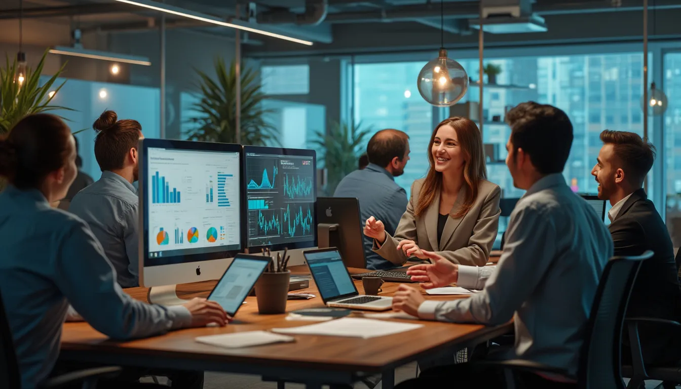 stratégies marketing : graphique illustrant la croissance d'une entreprise avec des icônes marketing