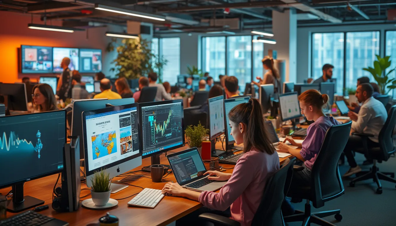 meilleures agences de marketing digital : équipe travaillant sur des stratégies marketing digitales