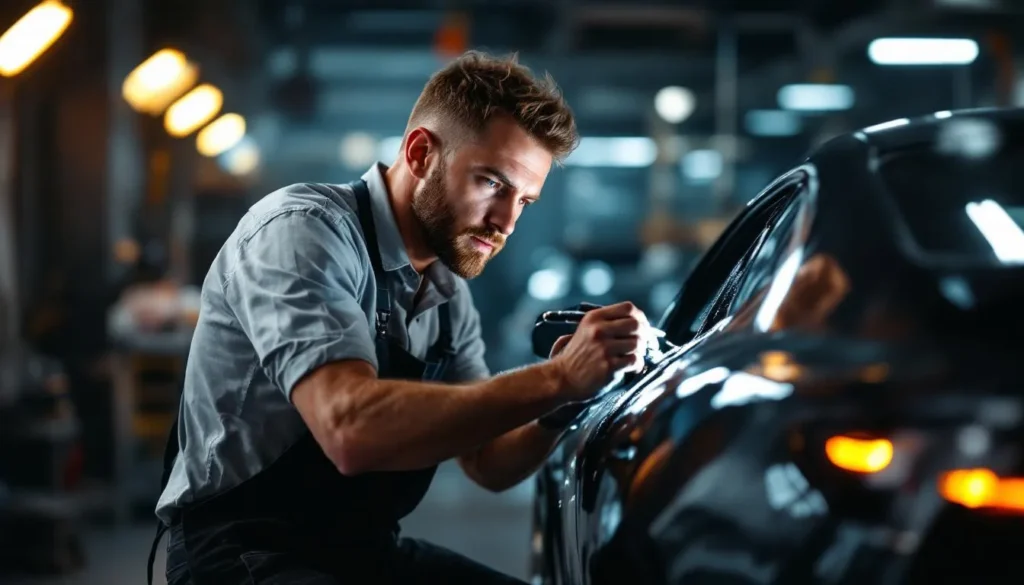 peinture voiture noir mat : voiture moderne avec finition noir mat uniforme