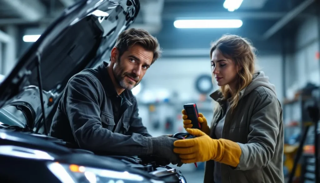 batterie voiture : illustration d'une batterie de voiture en cours de recharge