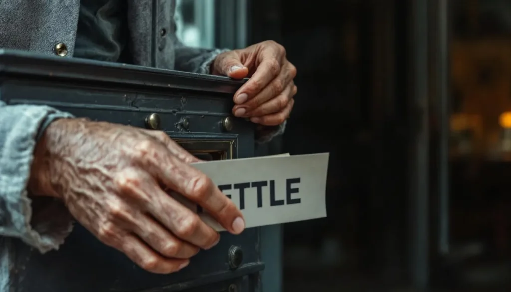 boîte au lettre sans clé : main utilisant une carte rigide pour ouvrir une boîte au lettre verrouillée