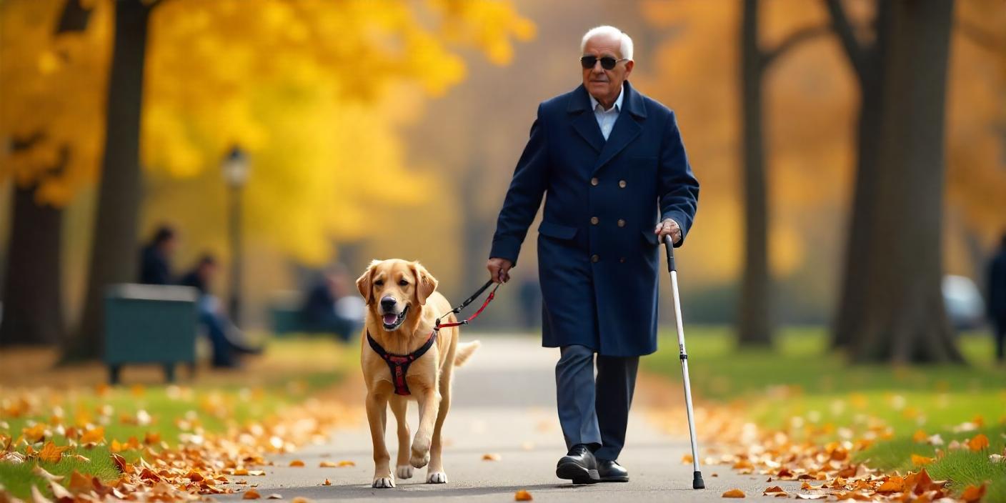 Un chien guide d'aveugles