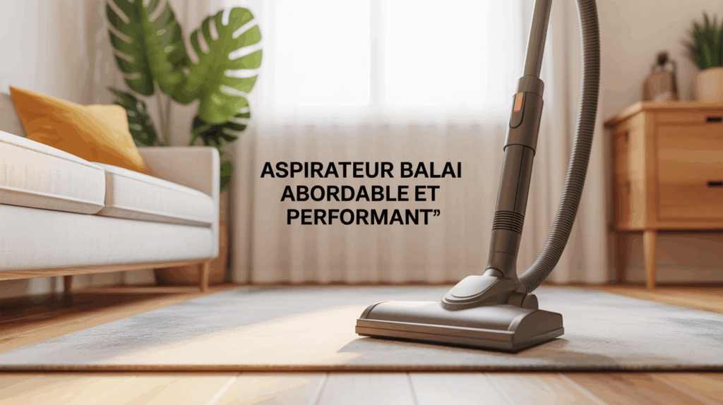 Aspirateur balai moderne eliminant poussiere et poils