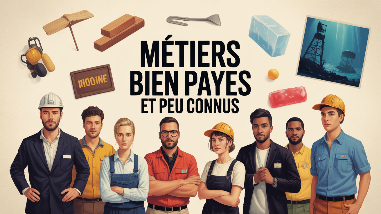 Metiers bien payes et peu connus illustration stylisee