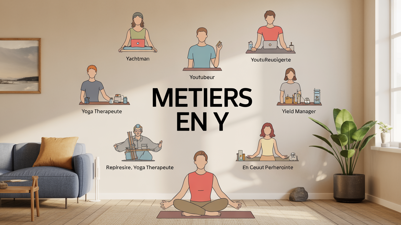 Illustration métiers en Y personnages et symboles