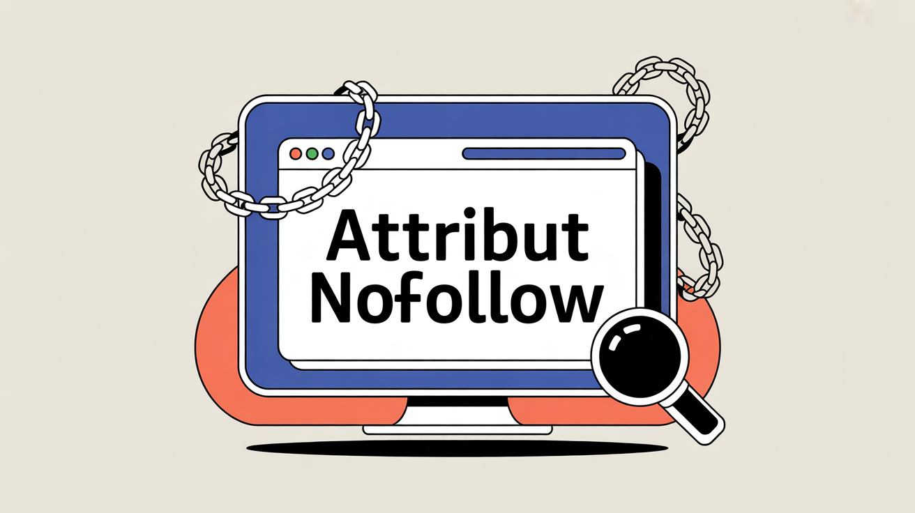 illustration attribut nofollow SEO sur ordinateur
