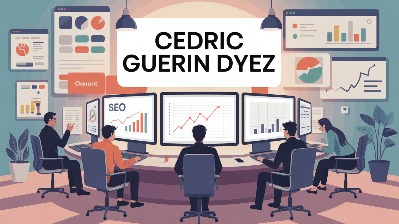 Bureau moderne Cedric Guerin DYEZ SEO automation ordinateurs graphiques