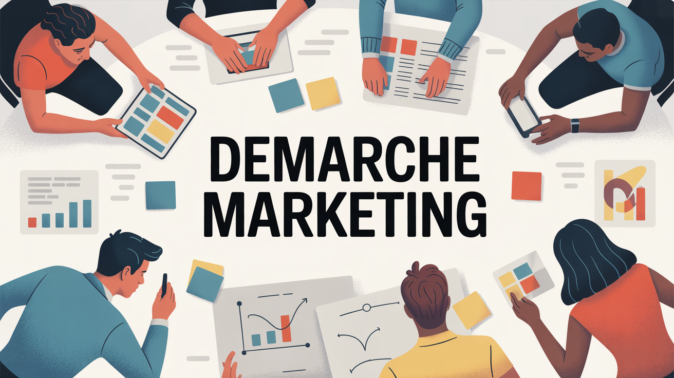 illustration dynamique demarche marketing table travail