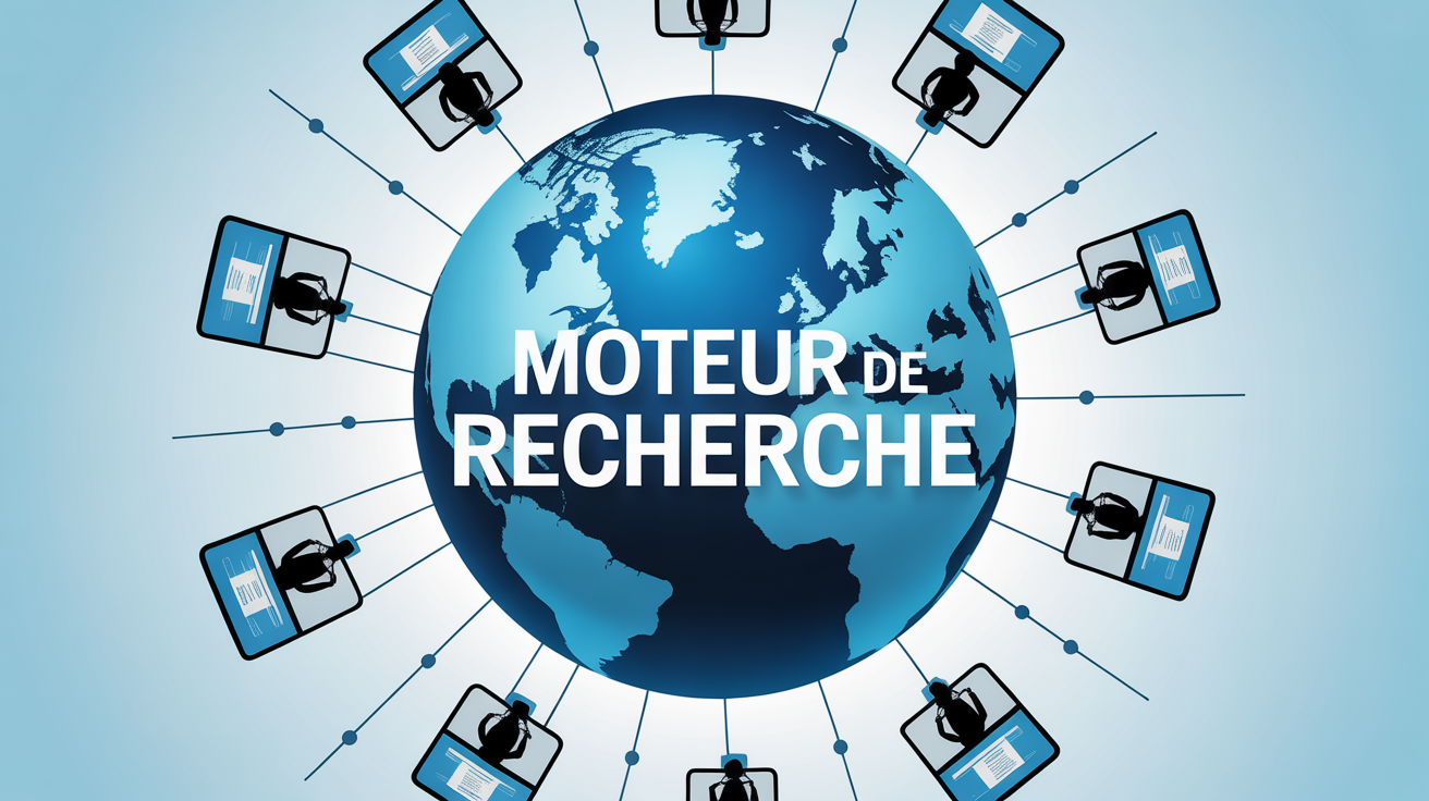 Globe et utilisateurs connectés via moteur de recherche