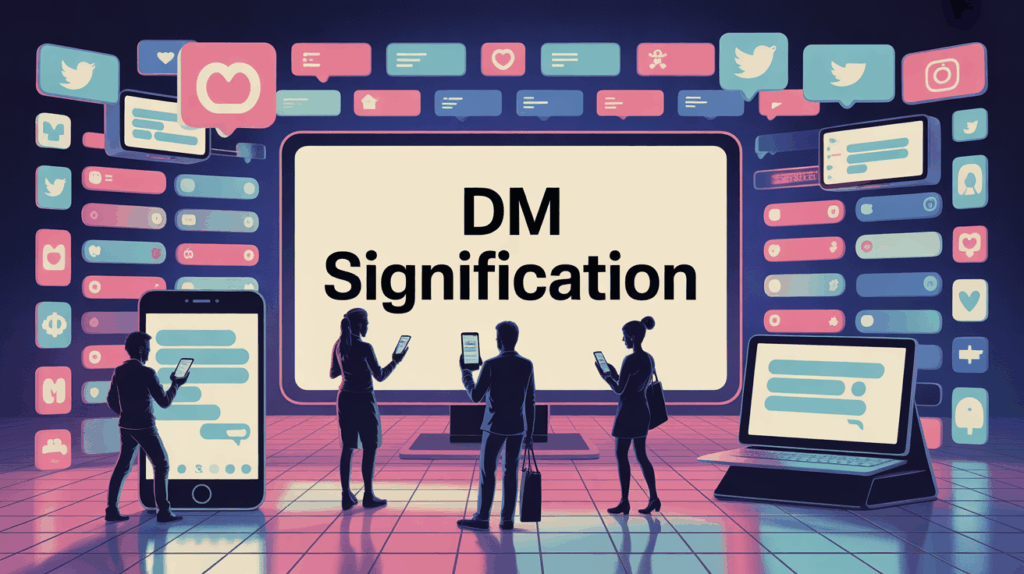 Illustration signification dm echange reseaux sociaux
