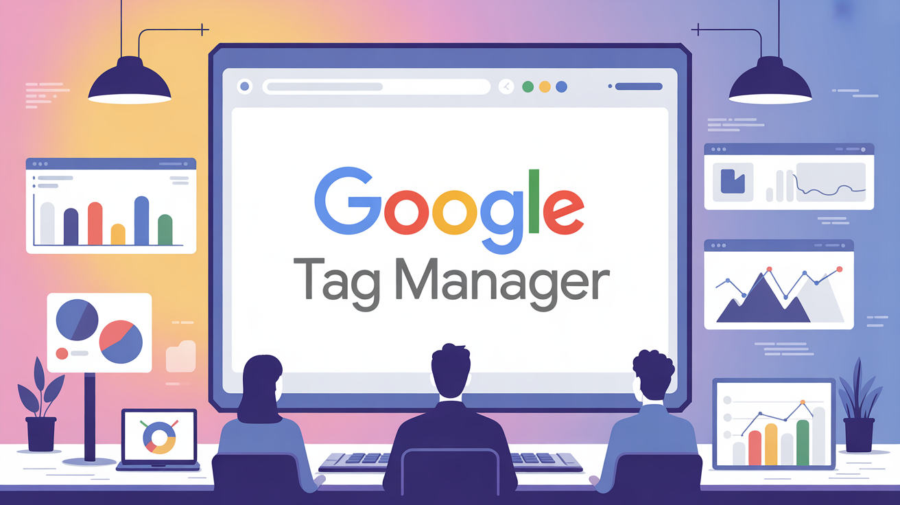 Tableau de bord Google Tag Manager avec graphique et balises