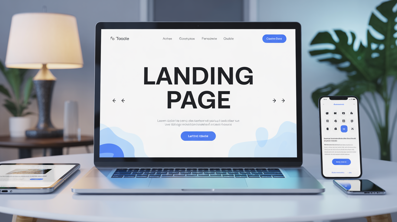 Landing page bouton central sur ecran multi-supports