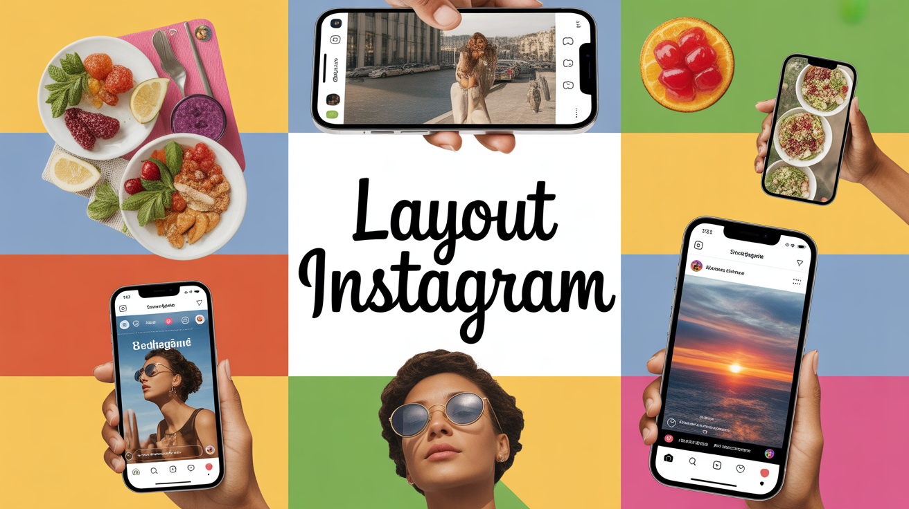Collage Instagram story 6 photos smartphone moderne