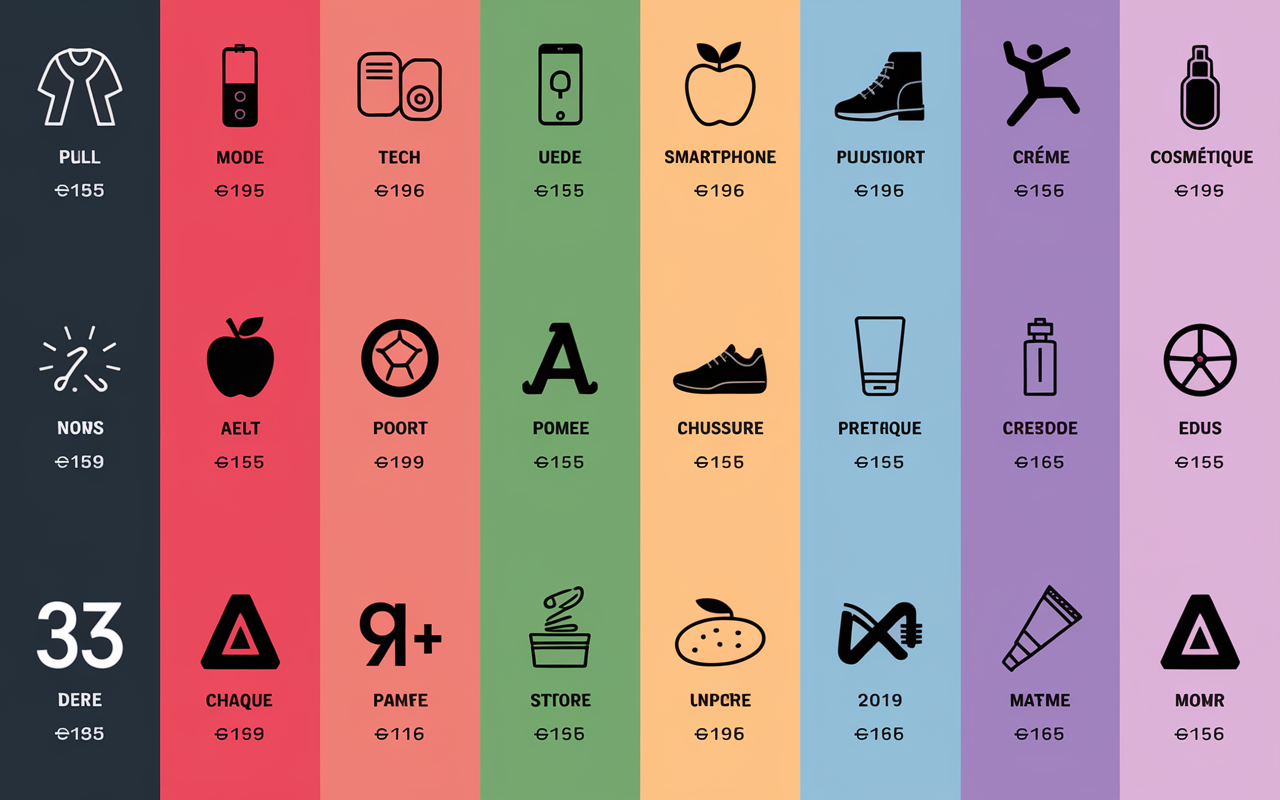 Tableau pictogrammes marques en A tri secteurs