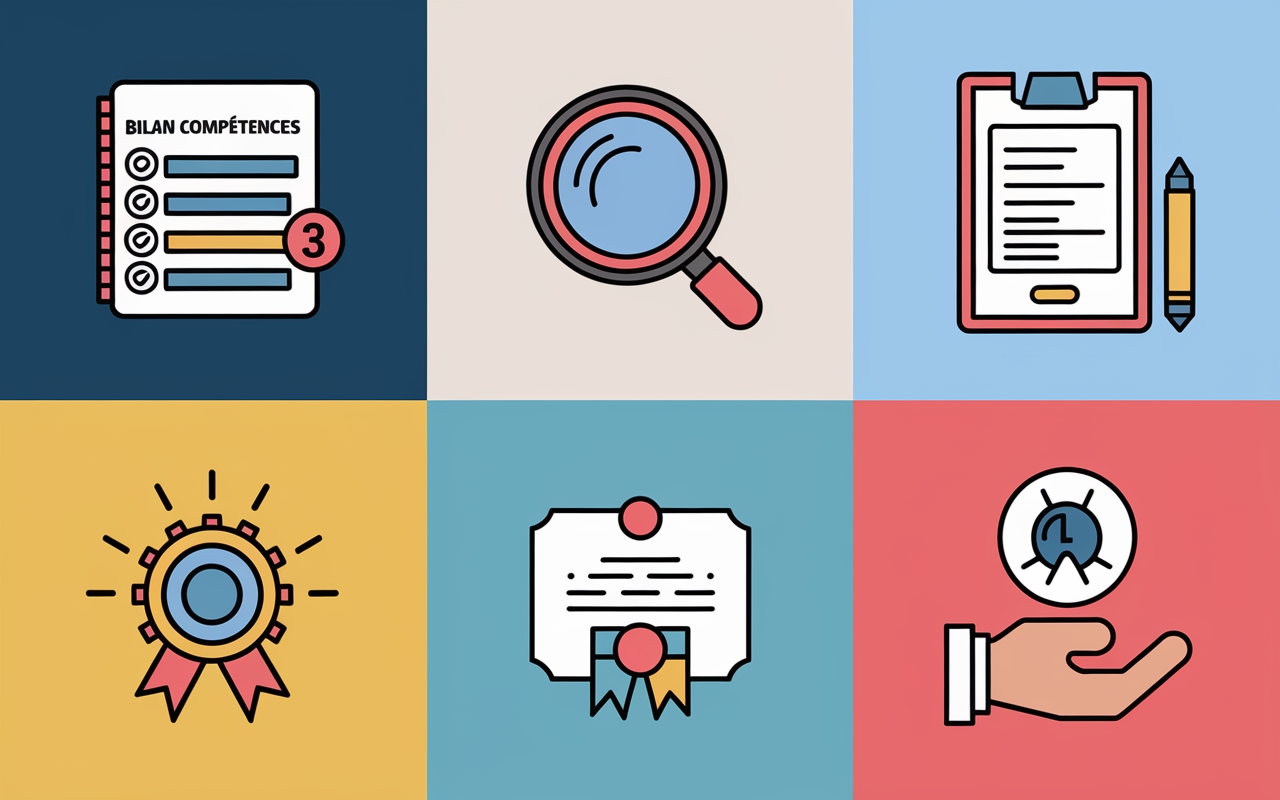 schema reconvert, etapes pictogrammes, fleche courbe