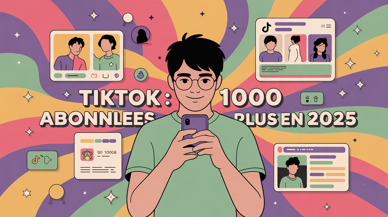 Jeune stylisé réseau TikTok followers icônes smartphone