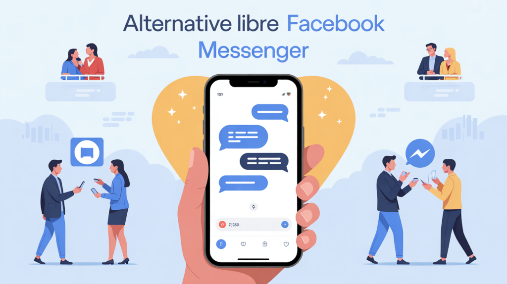Alternative libre à Facebook Messenger illustration smartphone sécurisé