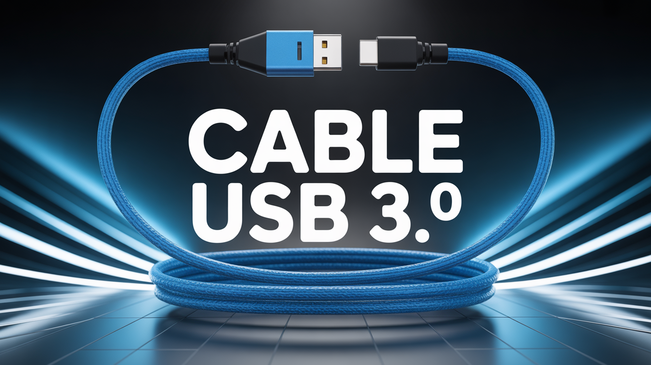 Zoom cable usb 3.0 bleu pour transfert rapide