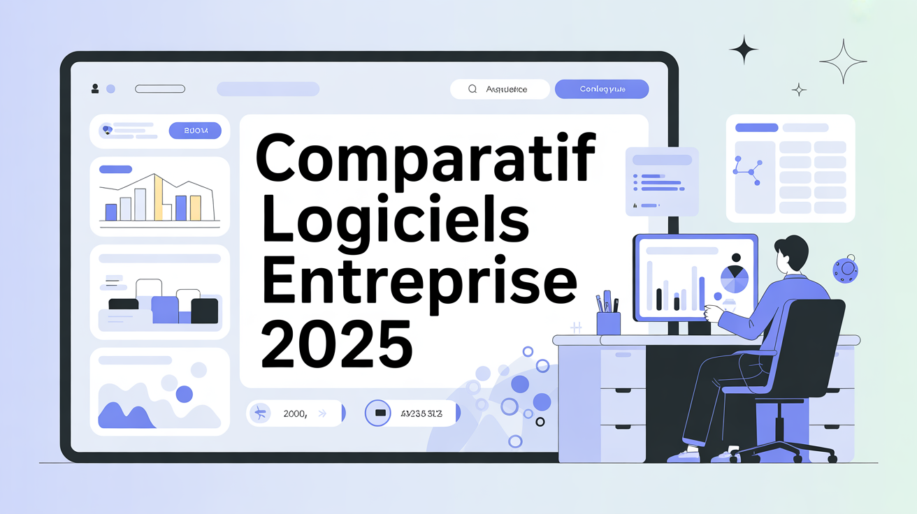 Comparatif logiciels entreprise 2025 avec tableau et graphismes SEO