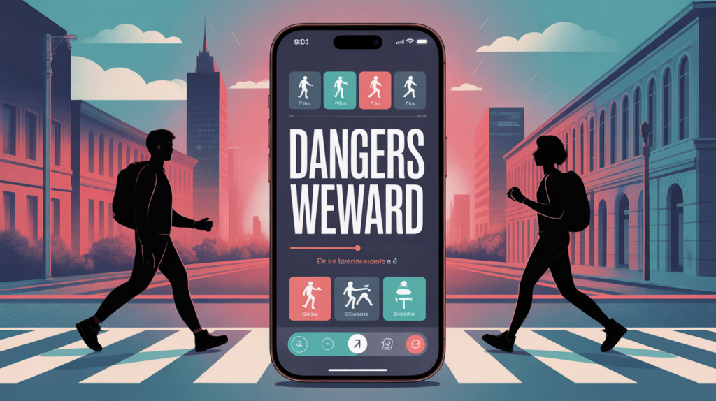 Illustration dangers Weward application de marche smartphone