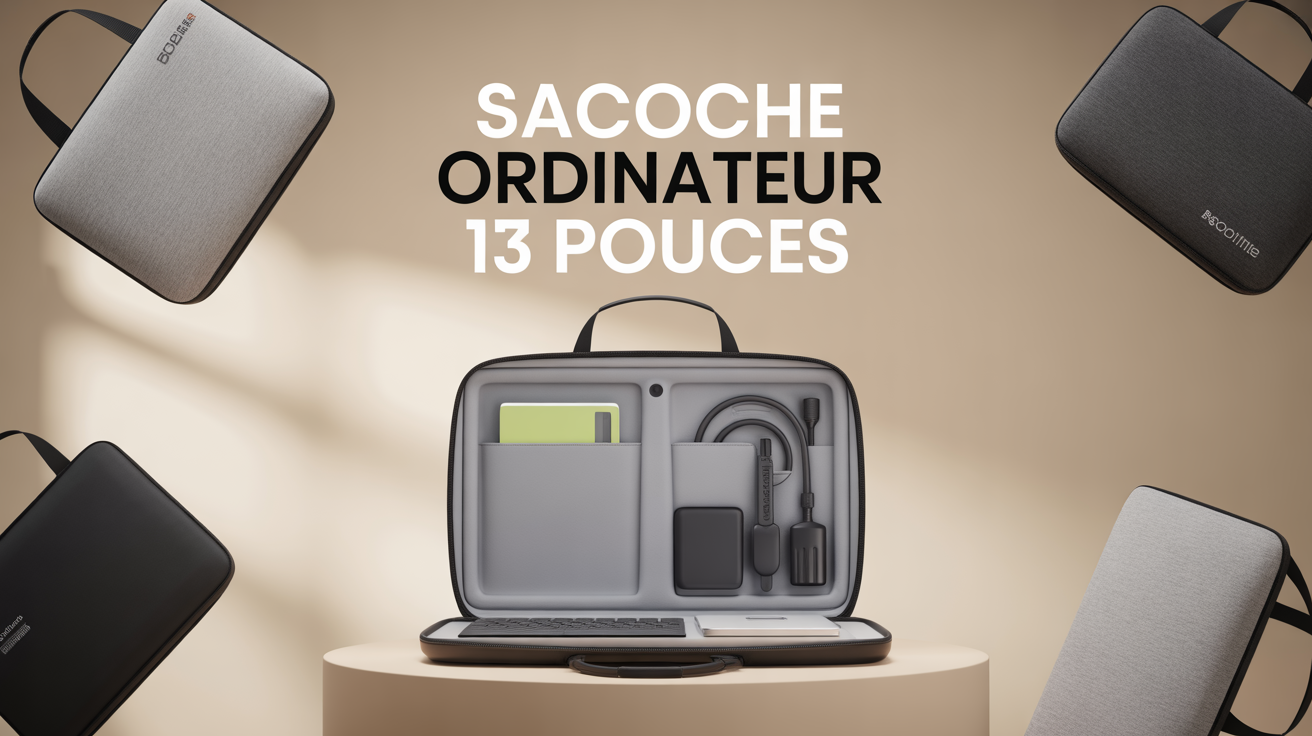 sacoche ordinateur 13 pouces ouverte avec accessoires