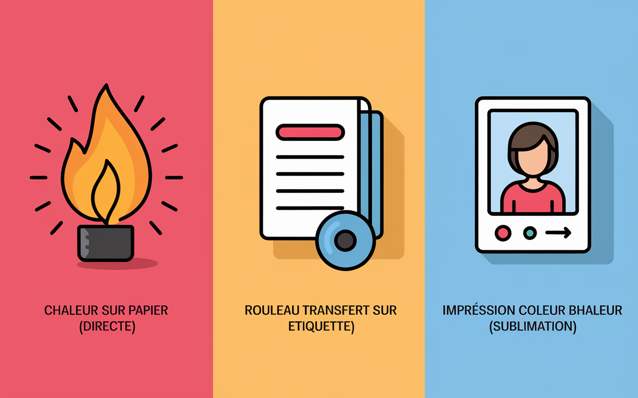 Schema types impression thermique directe transfert sublimation