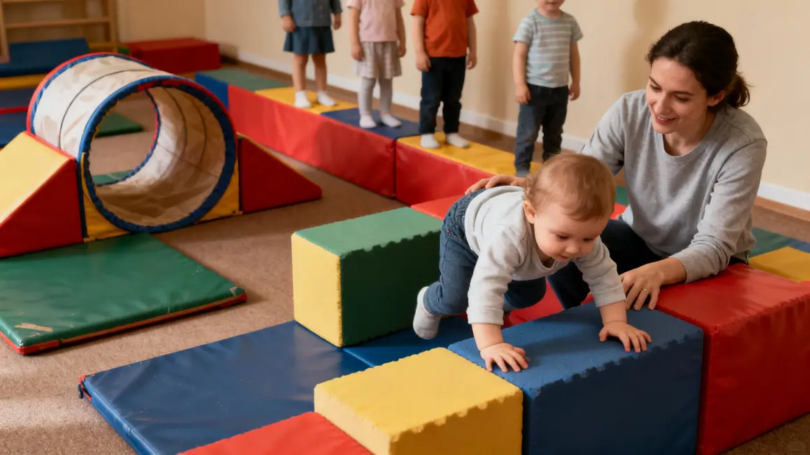 Parcours baby gym avec modules et adulte