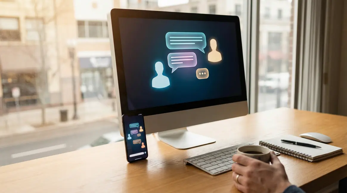 Chatbot bureau moderne avec dialogue virtuel