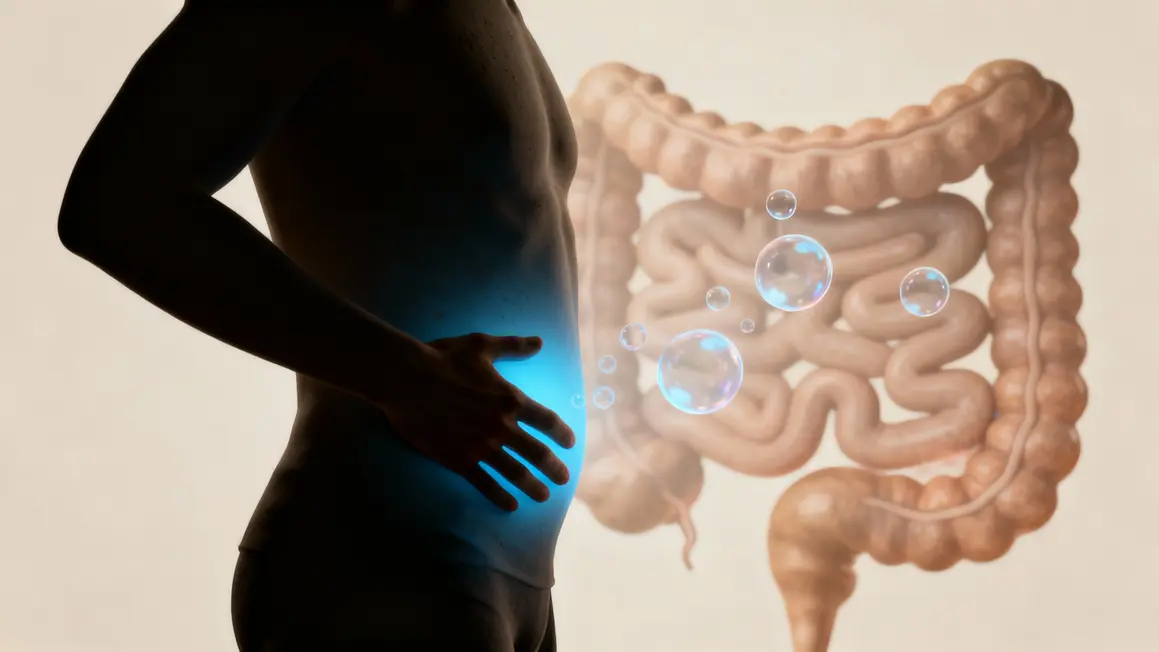 silhouette main sur ventre gaz intestin stylisé