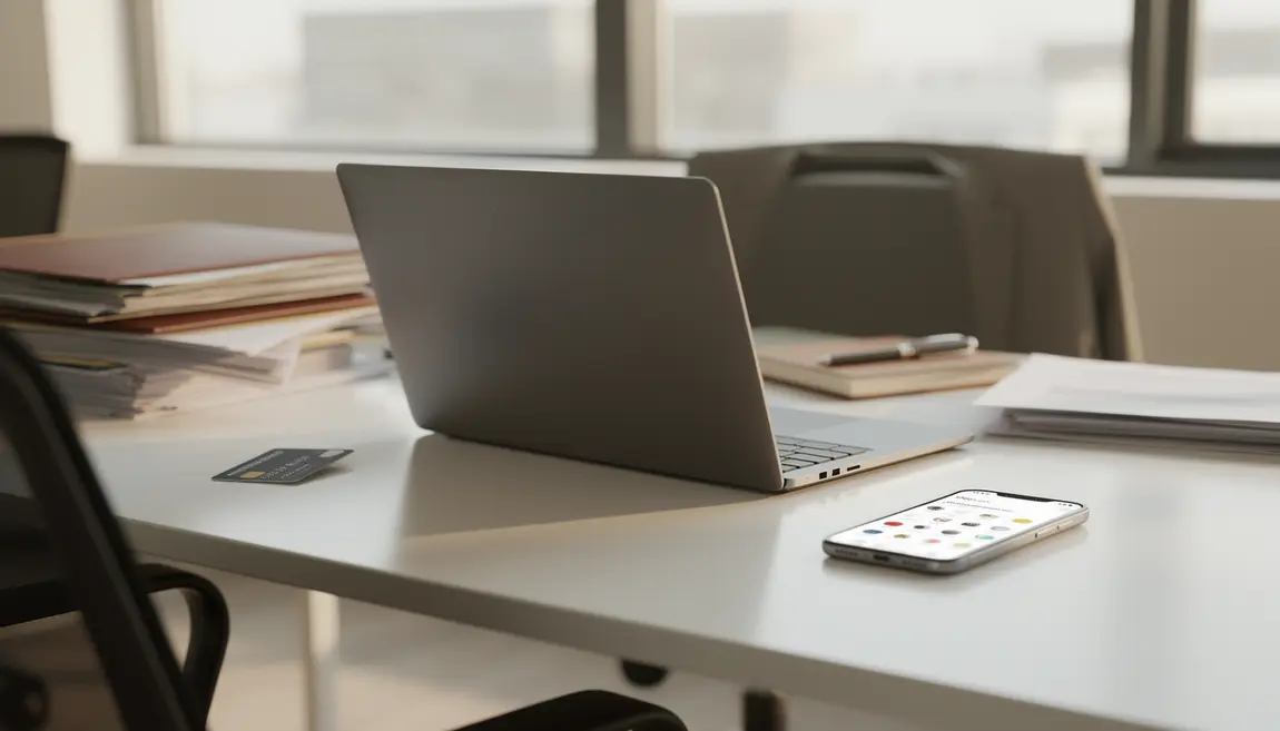 bureau moderne avec outils banque pro auto entrepreneur