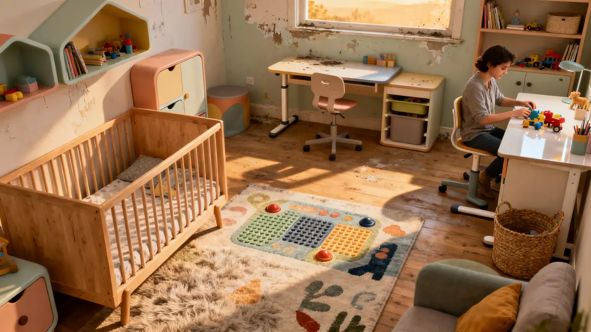 Chambre enfant evolutive avec rangements et zones adaptables