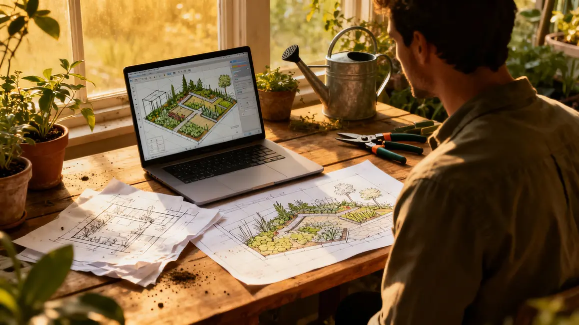 jardinier paysagiste croquis plan numerique