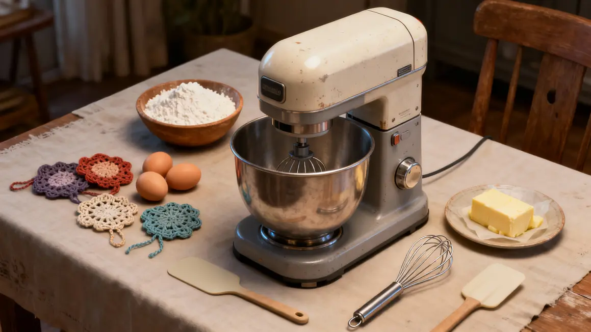 Robot pâtissier et accessoires essentiels sur table