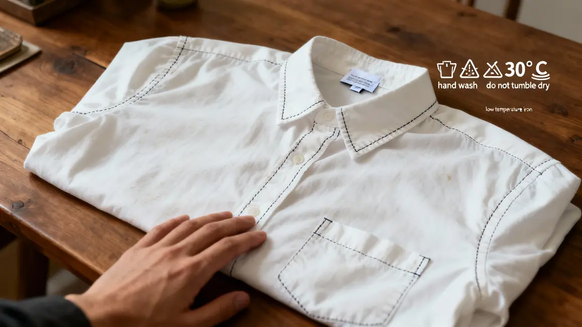 Chemise blanche etiquette symboles entretien