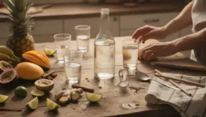 Table rhum blanc cuisine fruits et épices