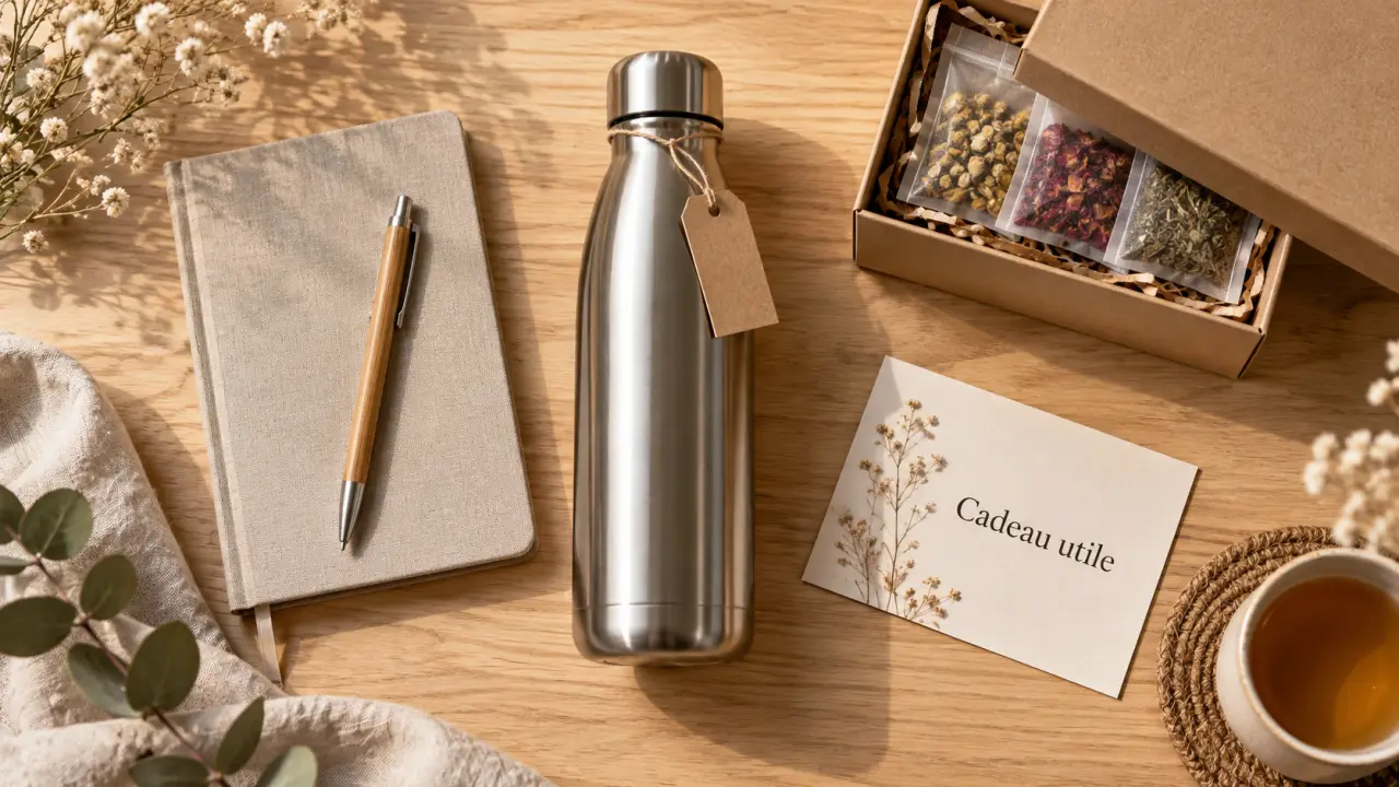 Cadeau entreprise original : coffret utile gourde, carnet et infusions